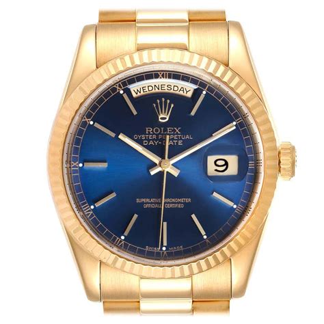 rolex day date gold blaues zifferblatt